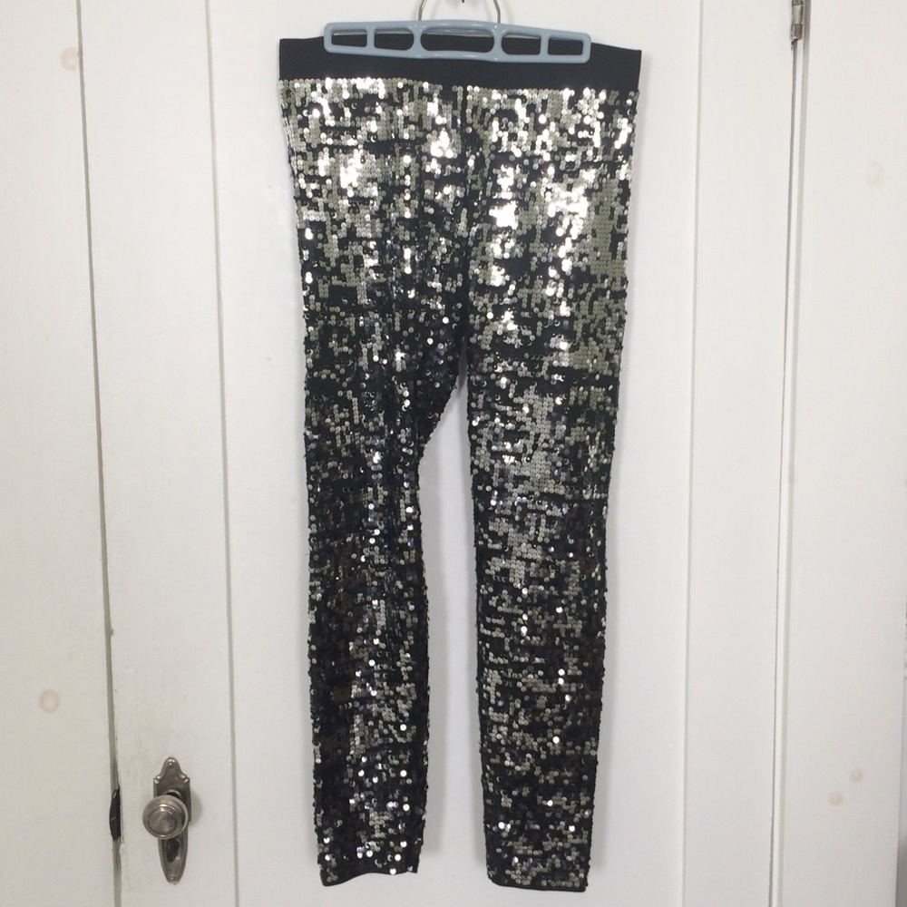 Express silver sequin leggings